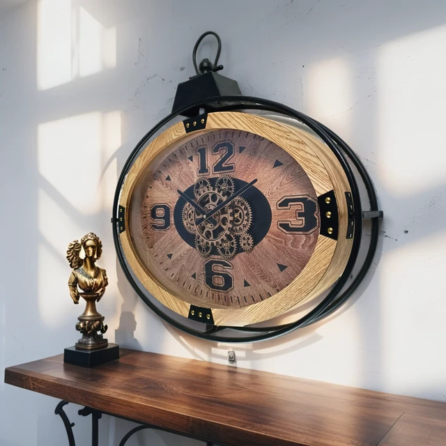 Alt view image 3 of 6 - FINLAND LINE WALL CLOCK OVAL 26 INCH "ESPOO" WOOD-BLACK