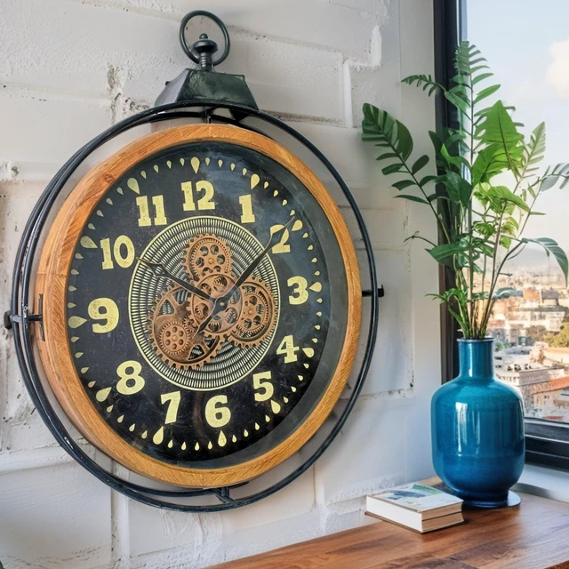 Main image of FINLAND LINE WALL CLOCK ROUND 28 INCH "HELSINKI" WOOD-BLACK