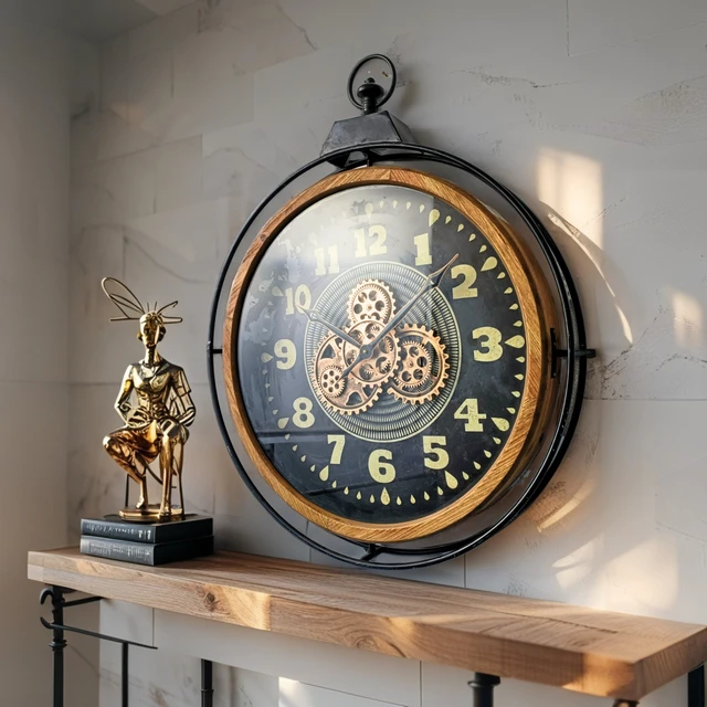 Alt view image 3 of 4 - FINLAND LINE WALL CLOCK ROUND 28 INCH "HELSINKI" WOOD-BLACK