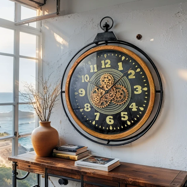 Alt view image 2 of 4 - FINLAND LINE WALL CLOCK ROUND 28 INCH "HELSINKI" WOOD-BLACK
