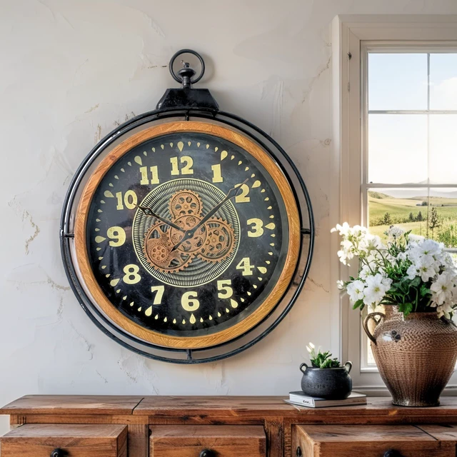 Alt view image 4 of 4 - FINLAND LINE WALL CLOCK ROUND 28 INCH "HELSINKI" WOOD-BLACK