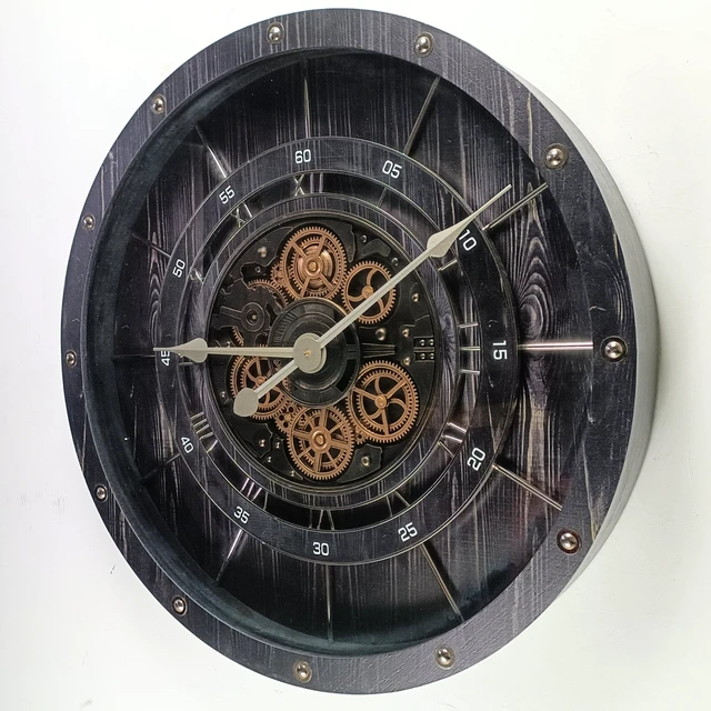 Alt view image 3 of 6 - FRANCE LINE WALL CLOCK ROUND 32 INCH VINTAGE BLACK