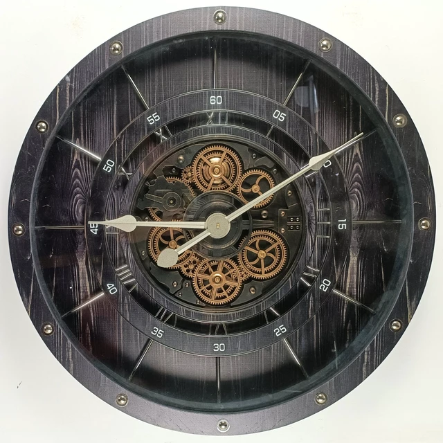 Alt view image 5 of 6 - FRANCE LINE WALL CLOCK ROUND 32 INCH VINTAGE BLACK