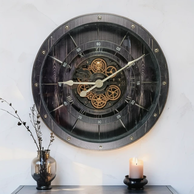 Alt view image 6 of 6 - FRANCE LINE WALL CLOCK ROUND 32 INCH VINTAGE BLACK