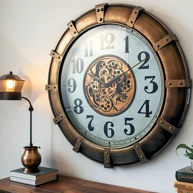 Main image of GERMANY LINE WALL CLOCK ROUND 32 INCH "STUTTGART" SILVER-WHITE