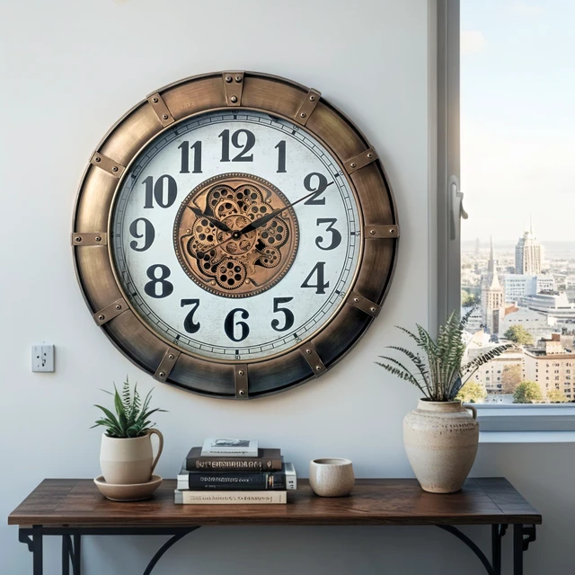 Alt view image 3 of 6 - GERMANY LINE WALL CLOCK ROUND 32 INCH "STUTTGART" SILVER-WHITE