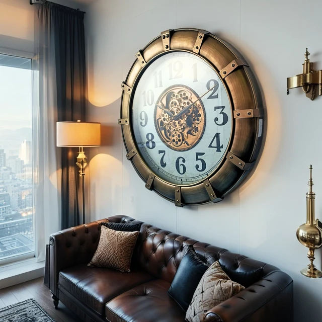 Alt view image 4 of 6 - GERMANY LINE WALL CLOCK ROUND 32 INCH "STUTTGART" SILVER-WHITE