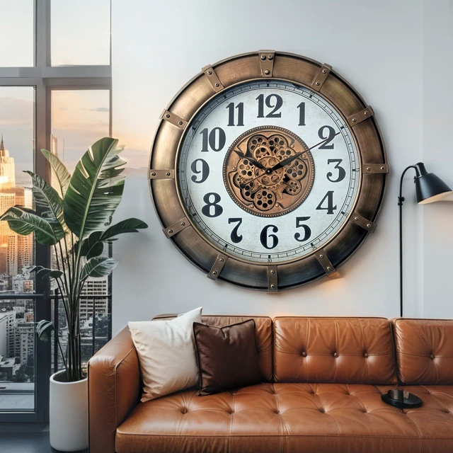 Alt view image 5 of 6 - GERMANY LINE WALL CLOCK ROUND 32 INCH "STUTTGART" SILVER-WHITE