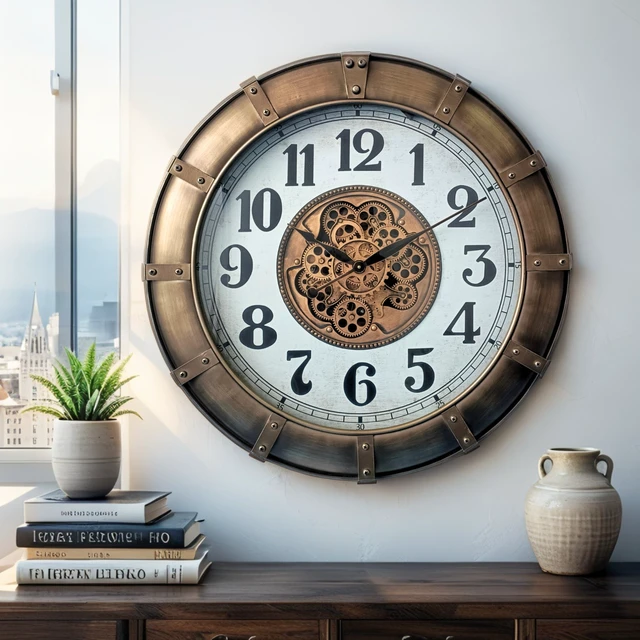 Alt view image 6 of 6 - GERMANY LINE WALL CLOCK ROUND 32 INCH "STUTTGART" SILVER-WHITE