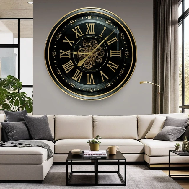 Alt view image 3 of 6 - IRELAND LINE WALL CLOCK ROUND 32 INCH "GALWAY" BLACK-ANTIQUE