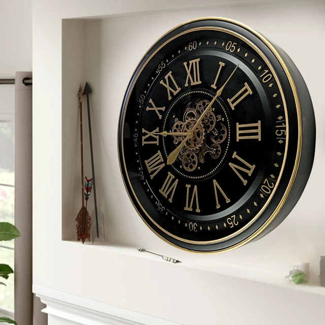 Alt view image 2 of 6 - IRELAND LINE WALL CLOCK ROUND 32 INCH "GALWAY" BLACK-ANTIQUE