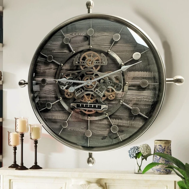 Main image of LUXEMBOURG LINE WALL CLOCK ROUND 27 INCH "SCHUSTERHAFF" BLACK-SILVER