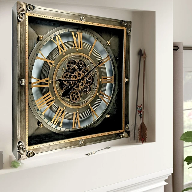 Main image of LUXEMBOURG LINE WALL CLOCK SQUARE 32 INCH "BIRKELT" BRONZE-ANTIQUE