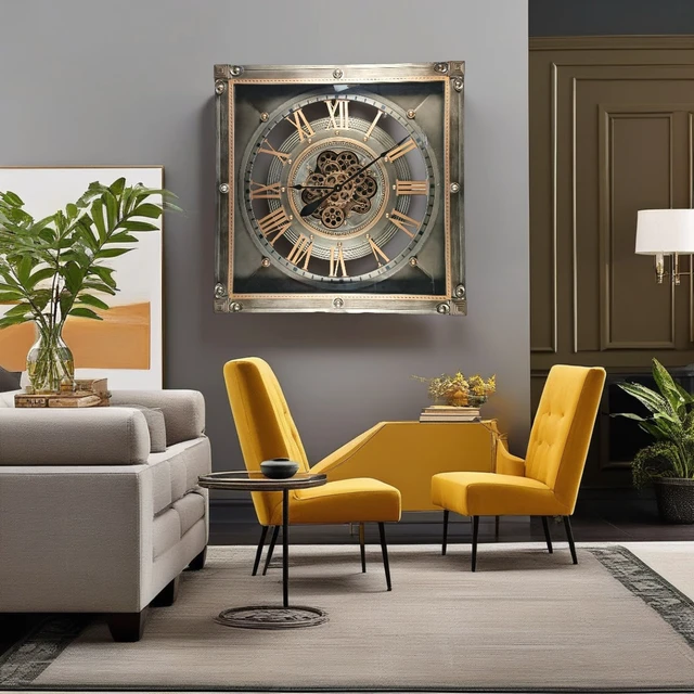 Alt view image 4 of 6 - LUXEMBOURG LINE WALL CLOCK SQUARE 32 INCH "BIRKELT" BRONZE-ANTIQUE