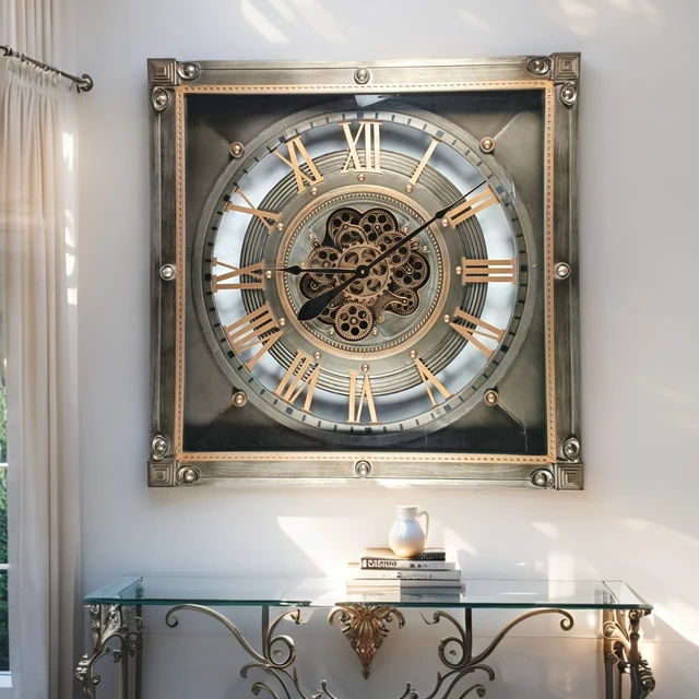 Alt view image 2 of 6 - LUXEMBOURG LINE WALL CLOCK SQUARE 32 INCH "BIRKELT" BRONZE-ANTIQUE
