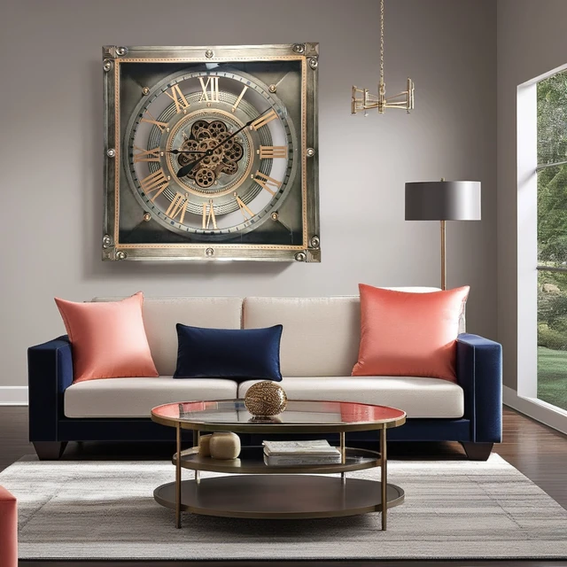 Alt view image 6 of 6 - LUXEMBOURG LINE WALL CLOCK SQUARE 32 INCH "BIRKELT" BRONZE-ANTIQUE
