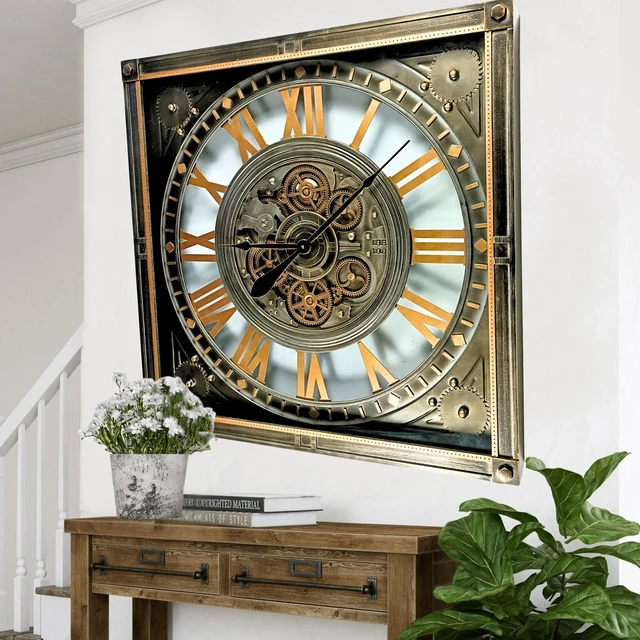 Alt view image 3 of 6 - LUXEMBOURG LINE WALL CLOCK SQUARE 32 INCH "HAUPT" SILVER-ANTIQUE