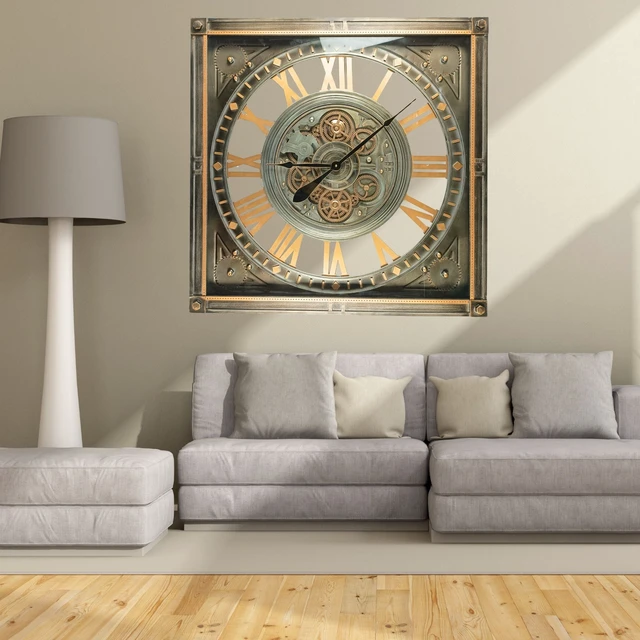 Alt view image 5 of 6 - LUXEMBOURG LINE WALL CLOCK SQUARE 32 INCH "HAUPT" SILVER-ANTIQUE