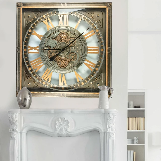 Alt view image 4 of 6 - LUXEMBOURG LINE WALL CLOCK SQUARE 32 INCH "HAUPT" SILVER-ANTIQUE