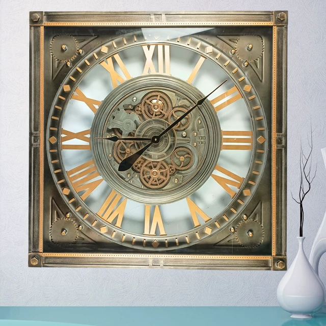 Alt view image 6 of 6 - LUXEMBOURG LINE WALL CLOCK SQUARE 32 INCH "HAUPT" SILVER-ANTIQUE