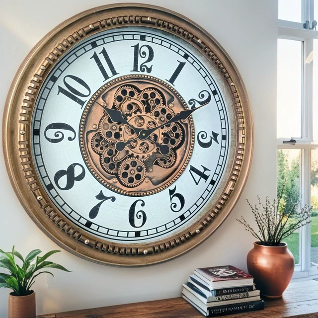 Main image of MONACO LINE WALL CLOCK ROUND 26 INCH "LA CONDAMINE" BRASS-WHITE