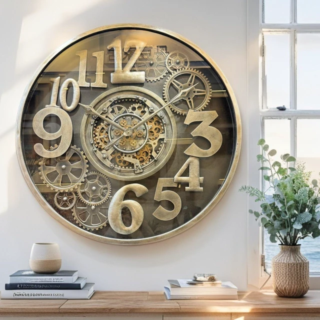 Main image of MONACO LINE WALL CLOCK ROUND 40 INCH "FONTVIELLE" BRONZE-BRASS