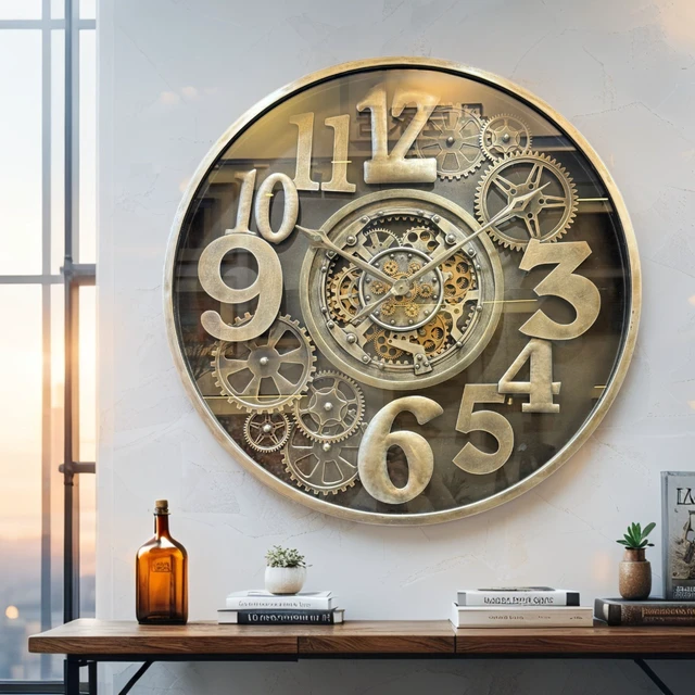 Alt view image 3 of 6 - MONACO LINE WALL CLOCK ROUND 40 INCH "FONTVIELLE" BRONZE-BRASS