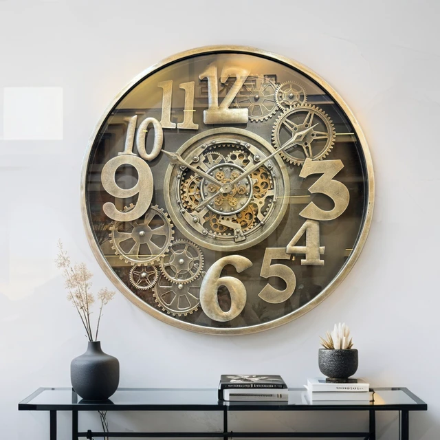 Alt view image 6 of 6 - MONACO LINE WALL CLOCK ROUND 40 INCH "FONTVIELLE" BRONZE-BRASS
