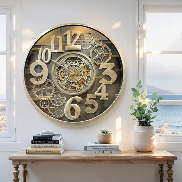 Alt view image 5 of 6 - MONACO LINE WALL CLOCK ROUND 40 INCH "FONTVIELLE" BRONZE-BRASS