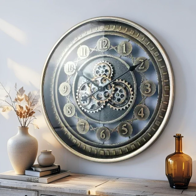 Main image of NORWAY LINE WALL CLOCK ROUND 24 INCH "KRISTIANSAND" BRASS-GOLD