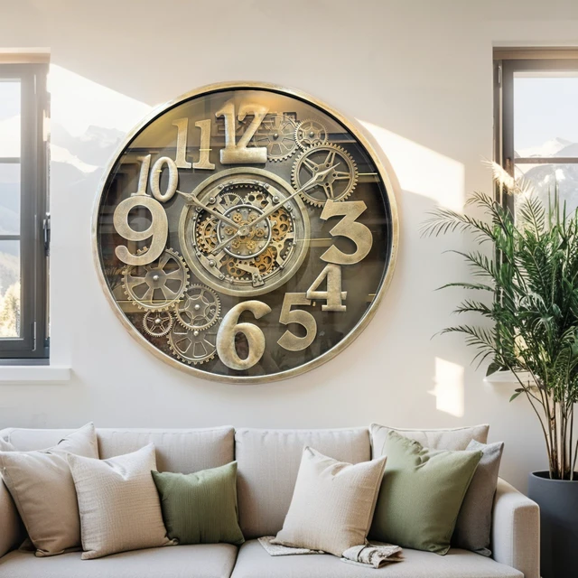 Alt view image 4 of 6 - MONACO LINE WALL CLOCK ROUND 40 INCH "FONTVIELLE" BRONZE-BRASS