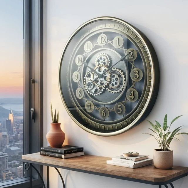 Alt view image 4 of 4 - NORWAY LINE WALL CLOCK ROUND 24 INCH "KRISTIANSAND" BRASS-GOLD