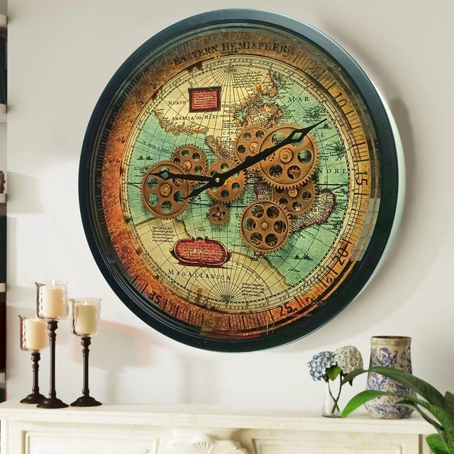 Main image of PORTUGAL LINE WALL CLOCK ROUND 18 INCH "COIMBRA" BLACK-ANTIQUE