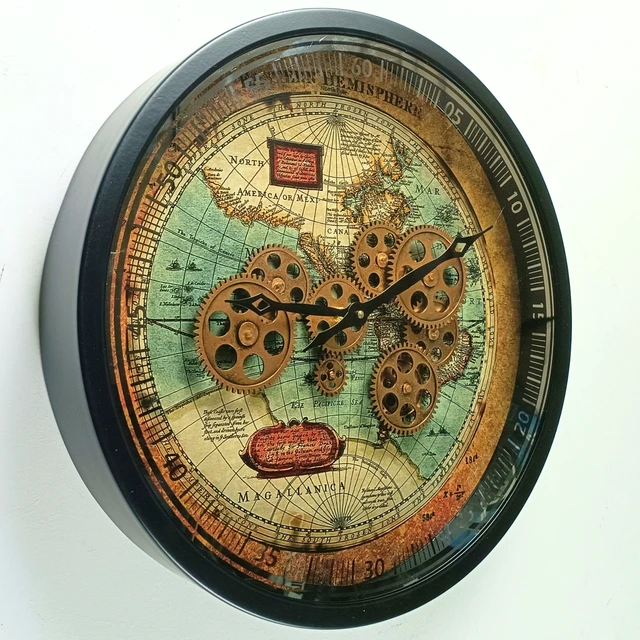 Alt view image 3 of 6 - PORTUGAL LINE WALL CLOCK ROUND 18 INCH "COIMBRA" BLACK-ANTIQUE