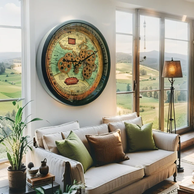 Alt view image 2 of 6 - PORTUGAL LINE WALL CLOCK ROUND 18 INCH "COIMBRA" BLACK-ANTIQUE