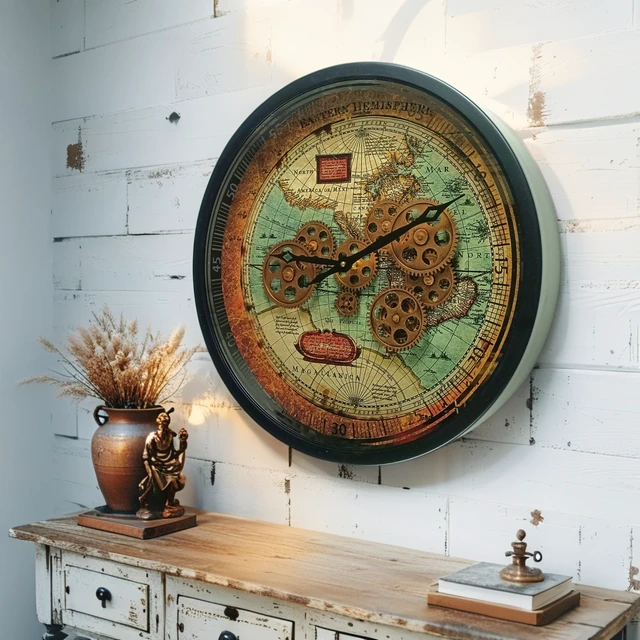 Alt view image 6 of 6 - PORTUGAL LINE WALL CLOCK ROUND 18 INCH "COIMBRA" BLACK-ANTIQUE