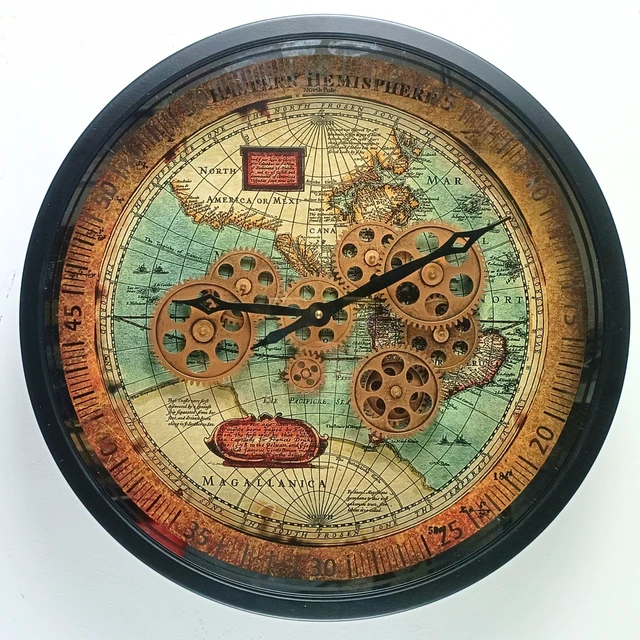 Alt view image 5 of 6 - PORTUGAL LINE WALL CLOCK ROUND 18 INCH "COIMBRA" BLACK-ANTIQUE