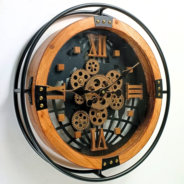 Alt view image 3 of 4 - PORTUGAL LINE WALL CLOCK ROUND 18 INCH "FARO" WOOD-BLACK