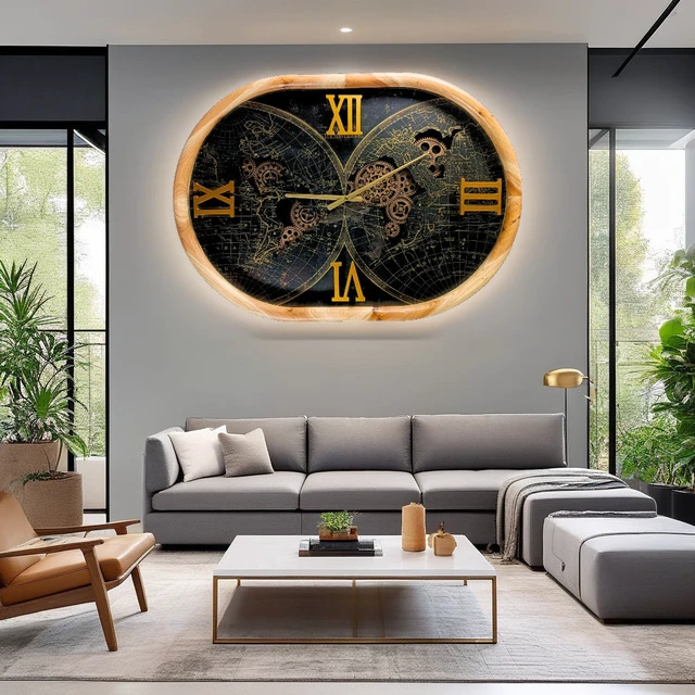 Alt view image 5 of 6 - PORTUGAL LINE WALL CLOCK OVAL 27 INCH "LISBON" WOOD-BLACK