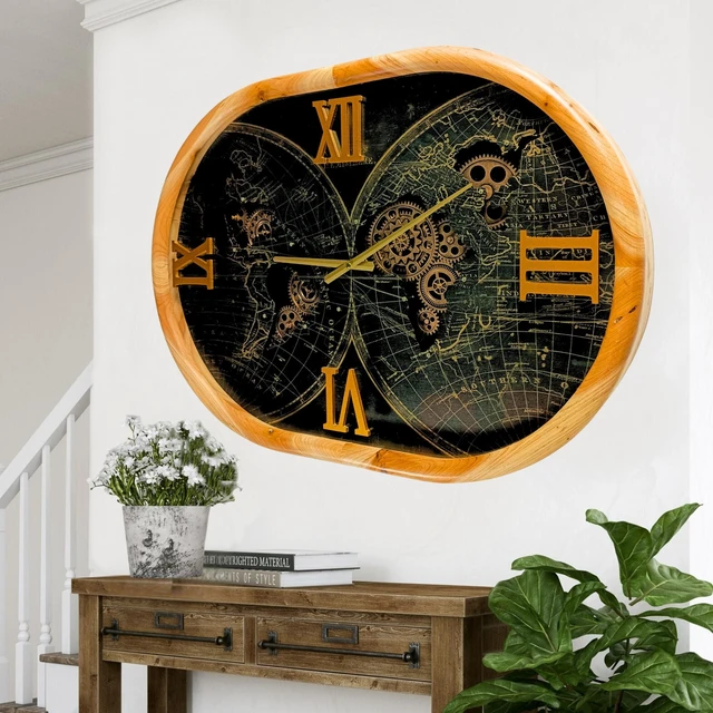 Alt view image 4 of 6 - PORTUGAL LINE WALL CLOCK OVAL 27 INCH "LISBON" WOOD-BLACK