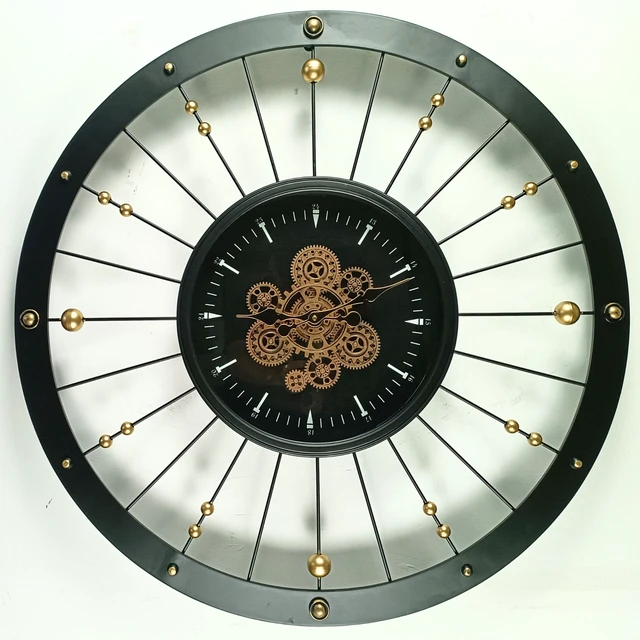 Alt view image 5 of 6 - SPAIN LINE WALL CLOCK ROUND 36 INCH "MALAGA" BLACK AND GOLD
