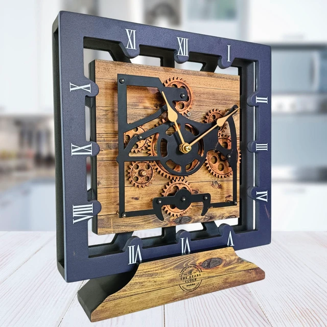 Main image of CANADA LINE DESK CLOCK SQUARE (HYBRID WALL) 10 INCH VINTAGE BROWN