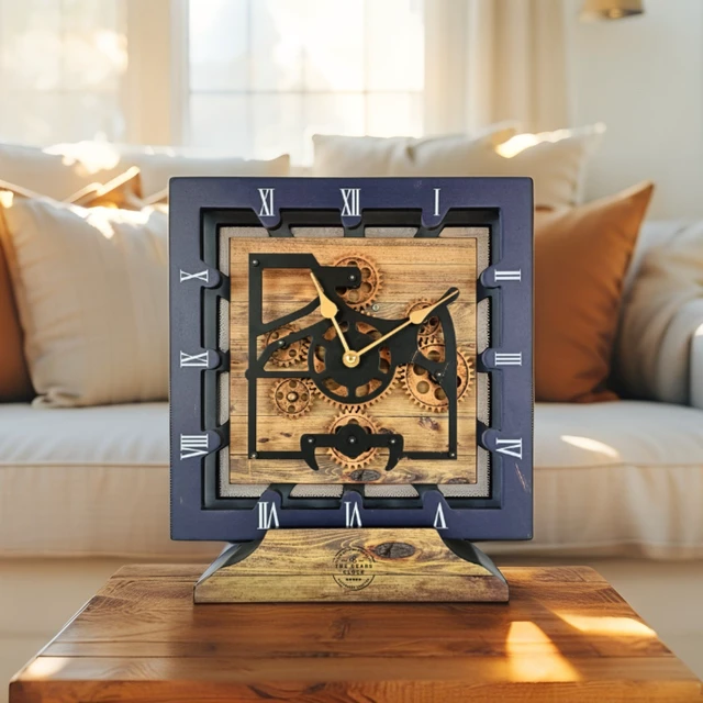 Alt view image 2 of 6 - CANADA LINE DESK CLOCK SQUARE (HYBRID WALL) 10 INCH VINTAGE BROWN