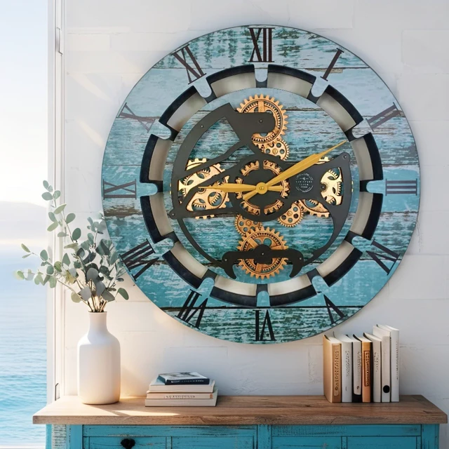 Alt view image 2 of 6 - CANADA LINE WALL CLOCK ROUND 24 INCH AQUA GREEN