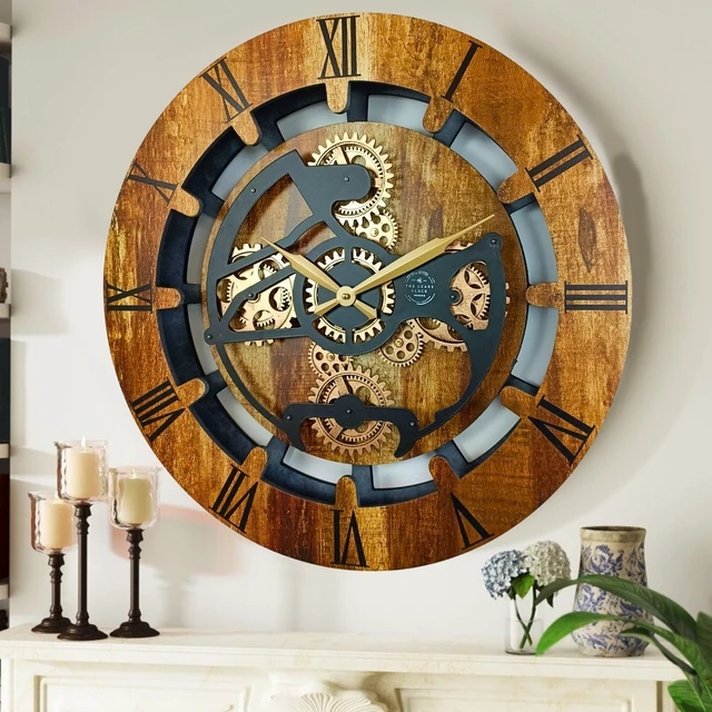 Main image of CANADA LINE WALL CLOCK ROUND 24 INCH VINTAGE BROWN