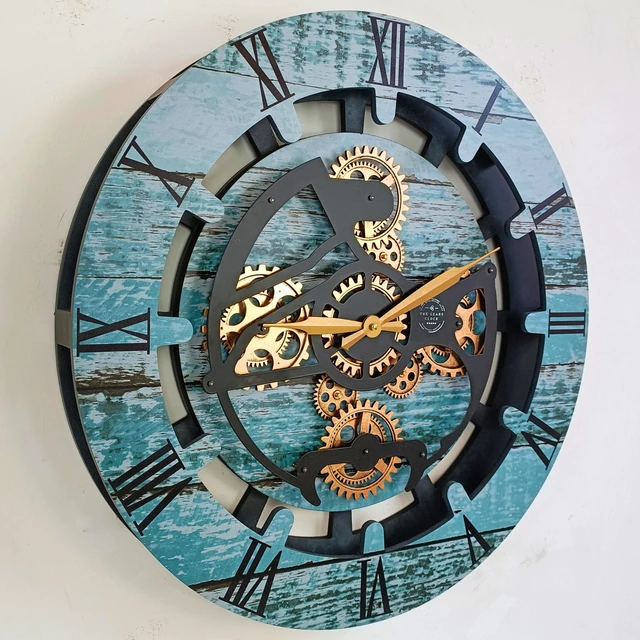 Alt view image 6 of 6 - CANADA LINE WALL CLOCK ROUND 24 INCH AQUA GREEN