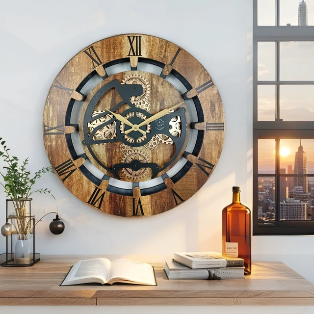 Alt view image 2 of 6 - CANADA LINE WALL CLOCK ROUND 24 INCH VINTAGE BROWN