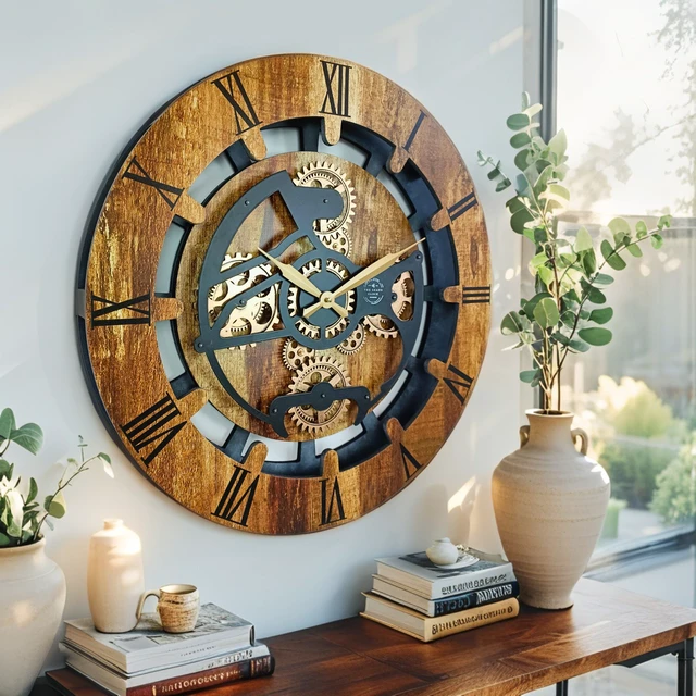 Alt view image 4 of 6 - CANADA LINE WALL CLOCK ROUND 24 INCH VINTAGE BROWN