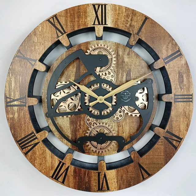 Alt view image 3 of 6 - CANADA LINE WALL CLOCK ROUND 24 INCH VINTAGE BROWN