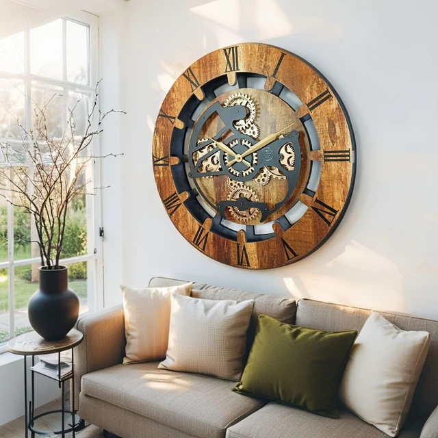 Alt view image 6 of 6 - CANADA LINE WALL CLOCK ROUND 24 INCH VINTAGE BROWN